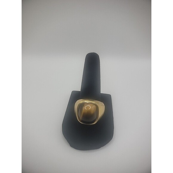Vintage Sarah Coventry Ring 1/20 12K GF Size 9 Gold Tone Brown Stone Jewelry - Picture 1 of 14